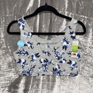 Hanes Gray and Blue Floral Sports Bra